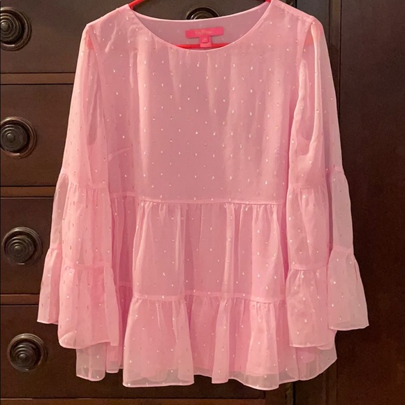 Lilly Pulitzer Tops - Lilly Pulitzer Pink Chiffon Zazie Top
